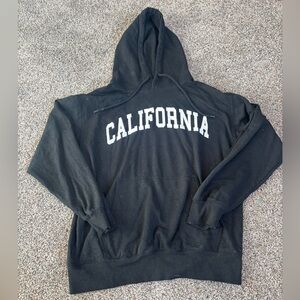 Reflex Black Crewneck Hoodie with White "CALIFORNIA" Graphic